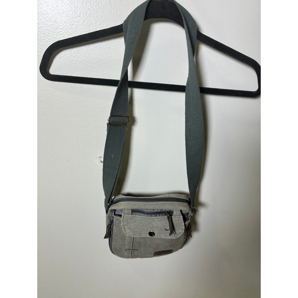 Harwish Gray Canvas Crossbody Bag Small Utility Messenger Tactical Travel Pouch